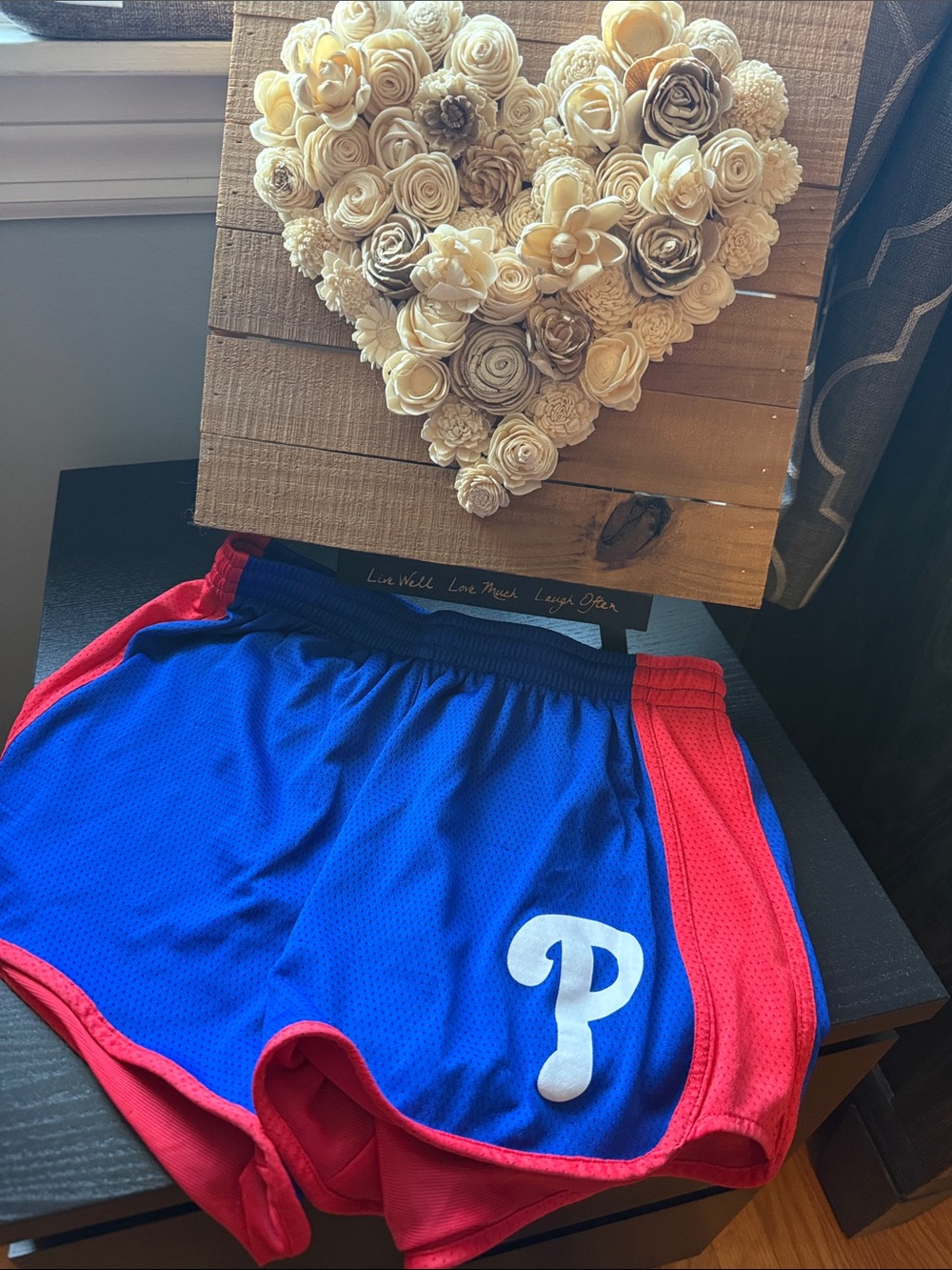 Phillies Blue and Red Athletic Shorts with White 'P' Logo